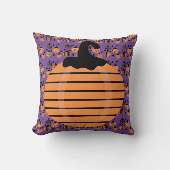 Halloween Pumpkin Sprinkles Confetti Orange  Cushion (Front)