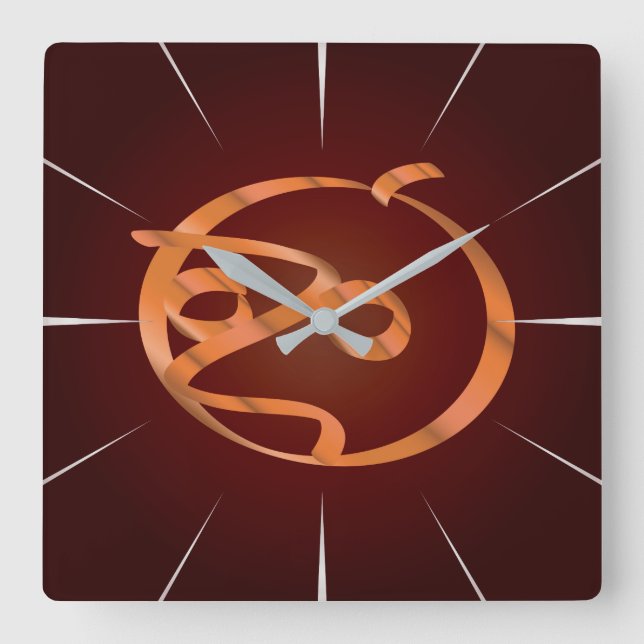 Halloween pumpkin square wall clock (Front)