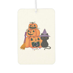 Halloween Pumpkin Stack with Black Cat, Candy & Mo Car Air Freshener