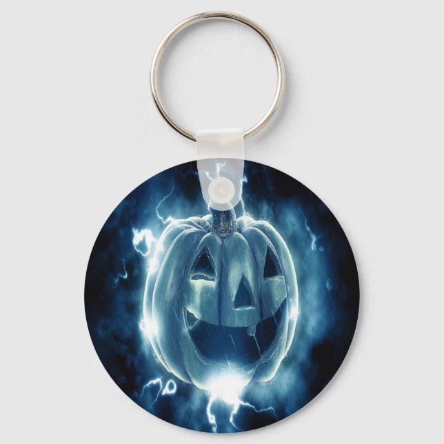 Halloween Pumpkin Steam Wallpaper Design Key Ring (Front)