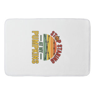 Halloween Pumpkin Stop Staring Funny Vintage_1 Bath Mat