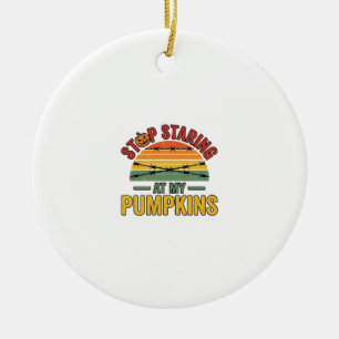 Halloween Pumpkin Stop Staring Funny Vintage_1 Ceramic Tree Decoration