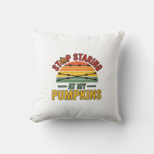 Halloween Pumpkin Stop Staring Funny Vintage_1 Cushion