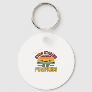 Halloween Pumpkin Stop Staring Funny Vintage_1 Key Ring