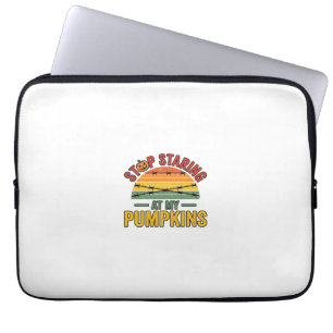 Halloween Pumpkin Stop Staring Funny Vintage_1 Laptop Sleeve