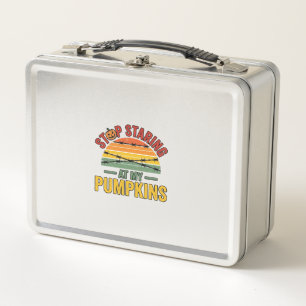 Halloween Pumpkin Stop Staring Funny Vintage_1 Metal Lunch Box