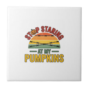 Halloween Pumpkin Stop Staring Funny Vintage_1 Tile