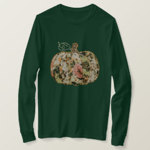 Halloween Pumpkin T-shirt Vintage Floral Applique