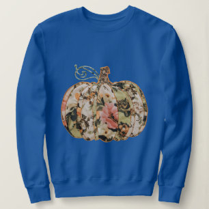 Halloween Pumpkin T-shirt Vintage Floral Applique Sweatshirt