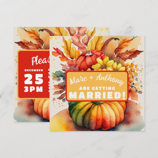 Halloween Pumpkin Thanksgiving Cornucopia Wedding Save The Date (Front/Back)