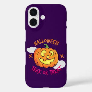 Halloween Pumpkin Trick or Treat Label iPhone 16 Case