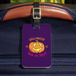 Halloween Pumpkin Trick or Treat Label Luggage Tag
