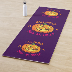 Halloween Pumpkin Trick or Treat Label Yoga Mat