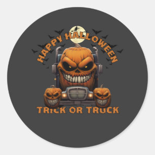 Halloween Pumpkin Truck Monster Spooky Haunted Classic Round Sticker