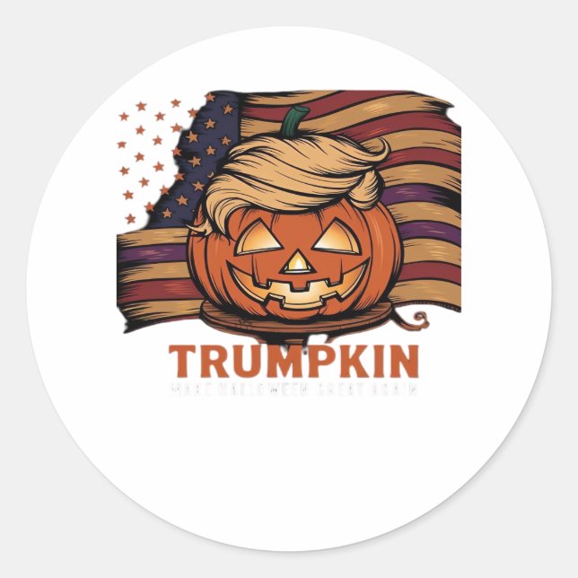 Halloween, Pumpkin Trumpkin, Make Halloween Great  Classic Round Sticker (Front)