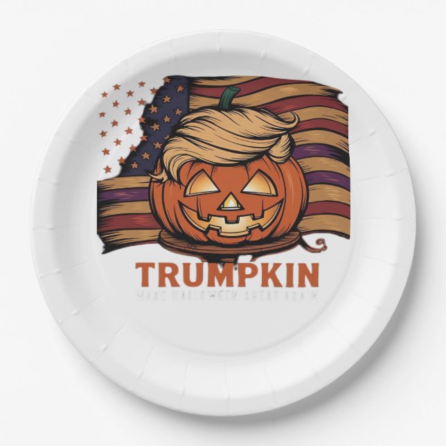 Halloween, Pumpkin Trumpkin, Make Halloween Great  Paper Plate (Front)