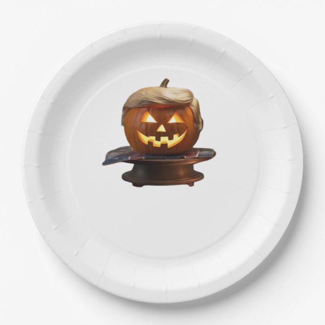 Halloween, Pumpkin Trumpkin, Make Halloween Great  Paper Plate (Front)
