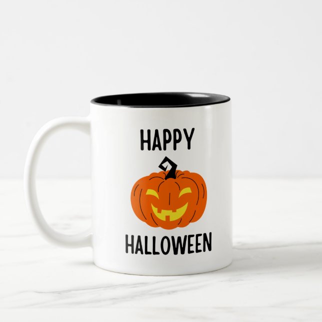 Halloween Pumpkin Two-Tone Coffee Mug (Left)