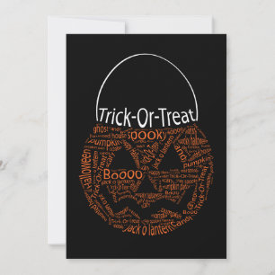 Halloween Pumpkin Typography Orange Black Thank You Card