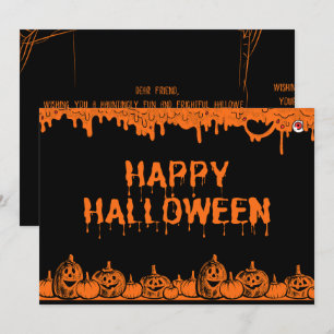 Halloween Pumpkin Typography Quote Flat Greeting Card