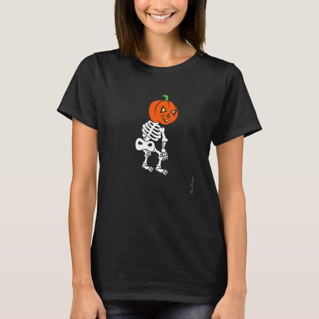 Halloween pumpkin Vibes dance twerking skeleton  t T-Shirt (Front)