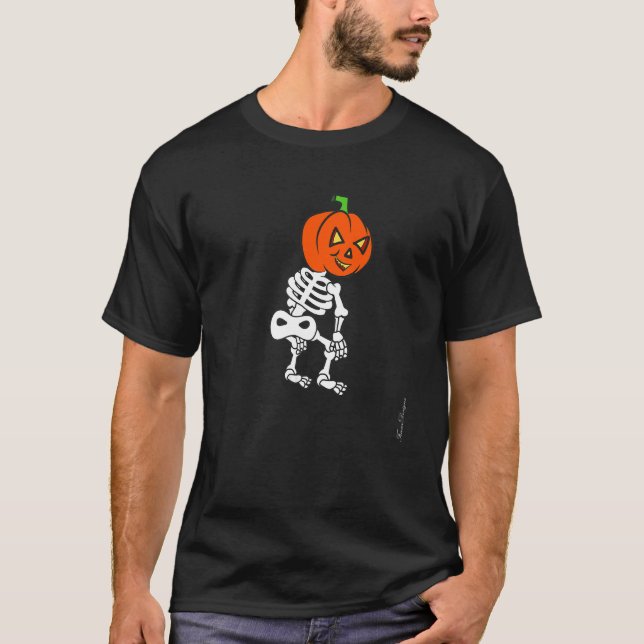 Halloween pumpkin Vibes dance twerking skeleton  t T-Shirt (Front)