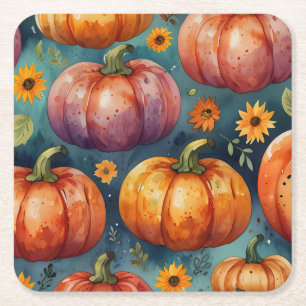 Halloween Pumpkin Vibes designer Square Paper Coaster