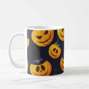 Halloween Pumpkin: Vintage Witch Pattern Coffee Mug