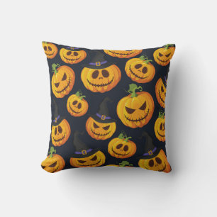 Halloween Pumpkin: Vintage Witch Pattern Cushion