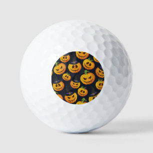 Halloween Pumpkin: Vintage Witch Pattern Golf Balls