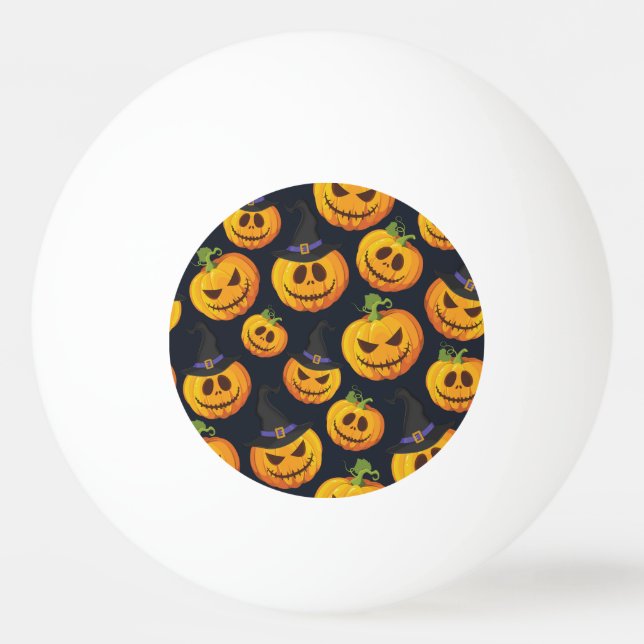 Halloween Pumpkin: Vintage Witch Pattern Ping Pong Ball (Front)