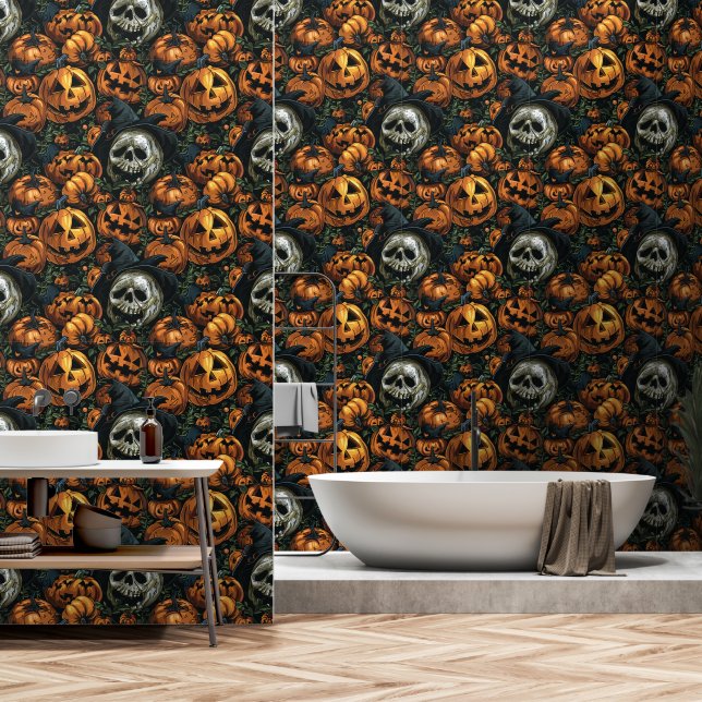 Halloween Pumpkin  Wallpaper (Bathroom)