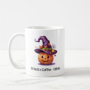 Halloween Pumpkin Wearing A Witch Hat Coffee Mug