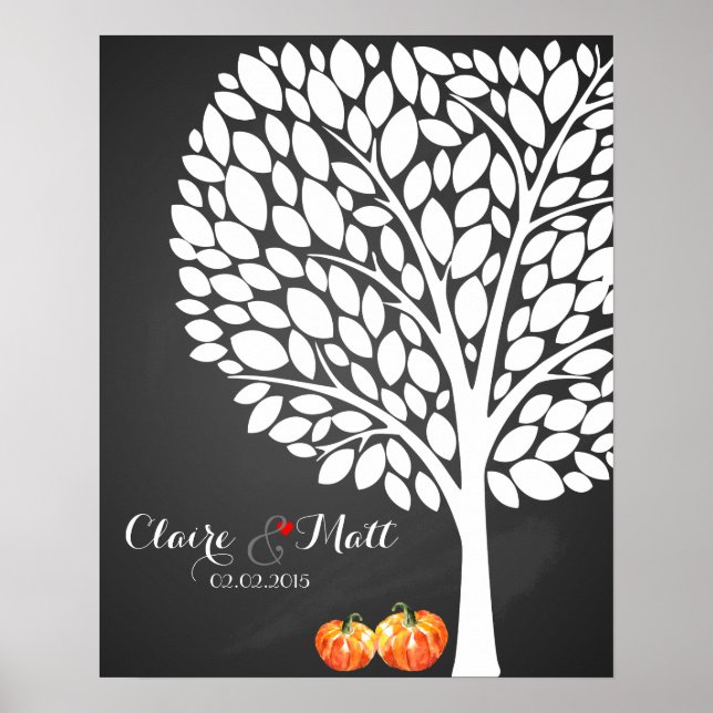 halloween pumpkin wedding signing guestbook (Front)