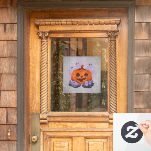Halloween Pumpkin Window Cling (Home Door)
