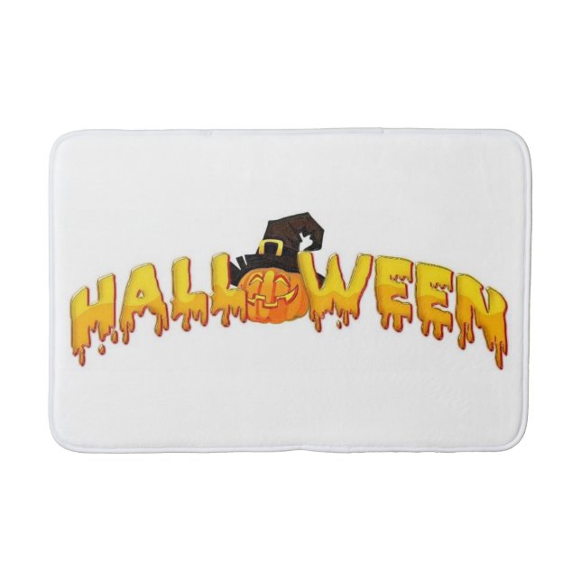 Halloween pumpkin witch bath mat (Front)