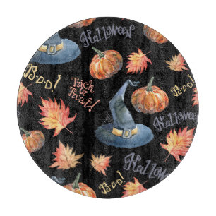 Halloween Pumpkin Witch Hat Pattern Cutting Board
