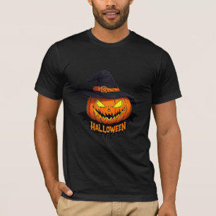 Halloween Pumpkin Witch Hat Spooky Face 🎃 T-Shirt