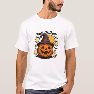 Halloween Pumpkin Witch Hat T-Shirt 🎃