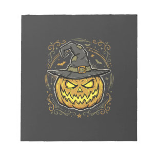 Halloween Pumpkin Witch Hat Vector Design Notepad