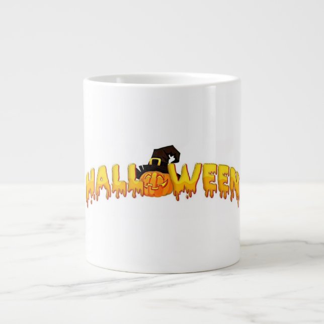Halloween pumpkin witch large coffee mug (Front)