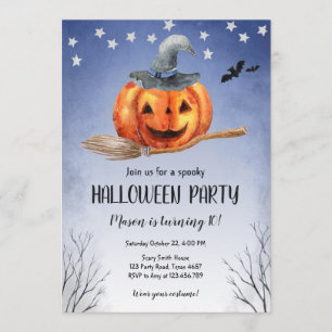 Halloween Pumpkin Witch Pumpkin Spooky Birthday Invitation