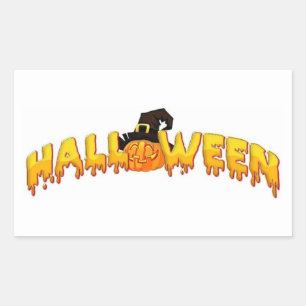 Halloween pumpkin witch rectangular sticker