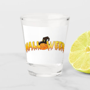 Halloween pumpkin witch shot glass