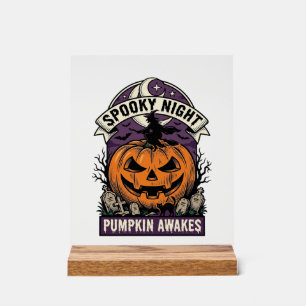 Halloween Pumpkin Witch Vintage Spooky Night Shirt Acrylic Sign