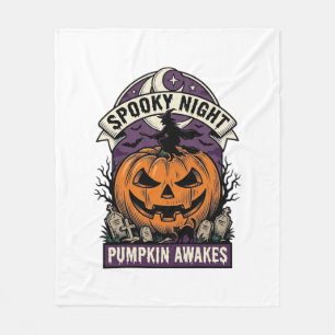 Halloween Pumpkin Witch Vintage Spooky Night Shirt Fleece Blanket