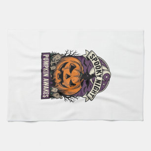 Halloween Pumpkin Witch Vintage Spooky Night Shirt Tea Towel