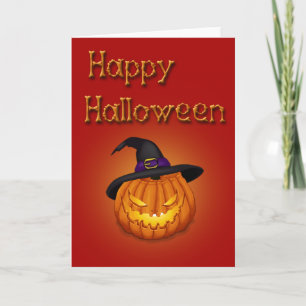 Halloween Pumpkin with Hat - Greeting Card
