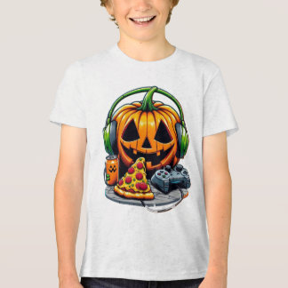 Halloween Pumpkin with Headphones and Games? Tri-Blend Shirt