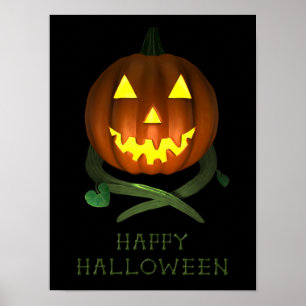 Halloween Pumpkin with Vines Poster
